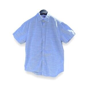 Denim & Flower Short Sleeve Light Blue Slim Fit Button Down Shirt | Size XS